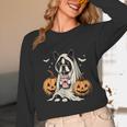 Boston Terrier Ghost Boo Halloween Costume Spooky Season Unisex Long Sleeve T-Shirt, funny design