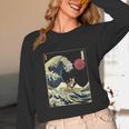 Boston Terrier Japanese Kanagawa Wave Surf Dog Unisex Long Sleeve T-Shirt, funny design