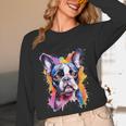 Boston Terrier Lover Pop Art Color Boston Terrier Dog For Men Women Girls Kids Unisex Long Sleeve T-Shirt, funny design