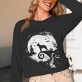 Boston Terrier And Moon Halloween Costume Dog Lover Unisex Long Sleeve T-Shirt, funny design