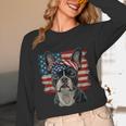 Boston Terrier Patriotic 4th Of July USA American Flag Unisex Long Sleeve T-Shirt, funny design