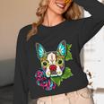 Boston Terrier In Red Day Of The Dead Sugar Skull Dog Unisex Long Sleeve T-Shirt, funny design