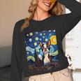 Boston Terrier Starry Night Van Gogh Art Unisex Long Sleeve T-Shirt, funny design