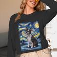 Boston Terrier Van Gogh Starry Night Unisex Long Sleeve T-Shirt, funny design