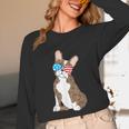 Brindle Boston Terrier Dog Patriotic Shirt USA Flag Unisex Long Sleeve T-Shirt, funny design