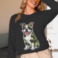 Camo Boston Terrier Pet Owner Camouflage Dog Lover Unisex Long Sleeve T-Shirt, funny design