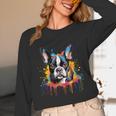 Colorful Boston Terrier Dog For Men Women Kids Unisex Long Sleeve T-Shirt, funny design