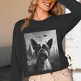 Dog Mom Dad Alien Selfie Boston Terrier UFO For Men Women Unisex Long Sleeve T-Shirt, funny design