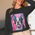 Dog Pink Boston Terrier Unisex Long Sleeve T-Shirt, funny design