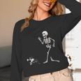 Halloween Boston Terrier And Skeleton Unisex Long Sleeve T-Shirt, funny design