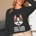 Just a Girl Who Loves Boston Terriers Unisex Long Sleeve T-Shirt, funny design