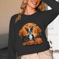 Pumpkin Boston Terrier Costume On Boston Terrier Halloween Unisex Long Sleeve T-Shirt, funny design