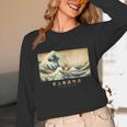 Surfing Boston Terrier Kanagawa Wave Japanese Dog For Men Women Kids Unisex Long Sleeve T-Shirt, funny design