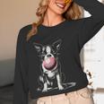 Vintage Boston Terrier Blowing Bubble Gum American Gentleman Unisex Long Sleeve T-Shirt, funny design