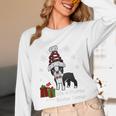 Boston Terrier Christmas T Shirt-Life Is Merrier Premium Tri-Blend Unisex Long Sleeve T-Shirt, funny design