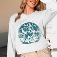 Boston Terrier Cowboy UFO Shirt Vintage Western Dog Mom Tee Unisex Long Sleeve T-Shirt, funny design