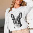 Boston Terrier Dog Motif Pet Illustration Boston Terrier For Men Women Kids Unisex Long Sleeve T-Shirt, funny design