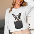 Boston Terrier Dog Puppy Dog In Pocket Cute Pet Lover Unisex Long Sleeve T-Shirt, funny design