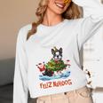 Boston Terrier Merry Christmas Tree Lights Dog X-Mas Dogs Unisex Long Sleeve T-Shirt, funny design
