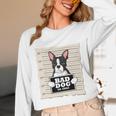 Boston Terrier Mug Shot Guilty Dog Unisex Long Sleeve T-Shirt, funny design