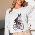 Boston Terrier Riding Bicycle Cute Bostie Biker Raglan Baseball Tee Unisex Long Sleeve T-Shirt, funny design