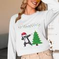 Boston Terrier Santa Hat Dabbing Around The Christmas Tree Unisex Long Sleeve T-Shirt, funny design