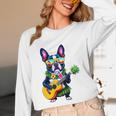 Hawaiian Boston Terrier & Pineapple Ukulele Summer Vacation Unisex Long Sleeve T-Shirt, funny design