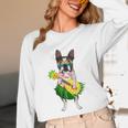 Hawaiian Boston Terrier Dog Pineapple Ukulele Summer For Men Women Girls Kids Unisex Long Sleeve T-Shirt, funny design