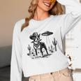 Vintage Boston Terrier UFO Western Wild West Dog Mom Dad Unisex Long Sleeve T-Shirt, funny design