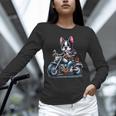 Biker Boston Terrier Dog Riding Motorbike Unisex Long Sleeve T-Shirt, novelty gifts, funny gifts