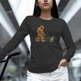 Boston Terrier Bigfoot Dog Walking Dog Mom Dad Kids Unisex Long Sleeve T-Shirt, novelty gifts, funny gifts