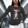 Boston Terrier Christmas Santa Hat Tree Lights Pajama Unisex Long Sleeve T-Shirt, novelty gifts, funny gifts