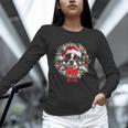 Boston Terrier Christmas Wreath Decoration Xmas Pajamas Unisex Long Sleeve T-Shirt, novelty gifts, funny gifts