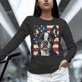 Boston Terrier Dog American Flag 4th Of July Patriotic Puppy Unisex Long Sleeve T-Shirt, novelty gifts, funny gifts