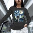 Boston Terrier Dog Art Van Gogh Starry Night Boston Terrier Unisex Long Sleeve T-Shirt, novelty gifts, funny gifts
