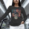 Boston Terrier Patriotic 4th Of July USA American Flag Unisex Long Sleeve T-Shirt, novelty gifts, funny gifts