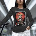 Boston Terrier Samurai Ninja Vintage Anime Japanese Ukiyo-e Unisex Long Sleeve T-Shirt, novelty gifts, funny gifts