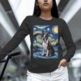 Boston Terrier Van Gogh Starry Night Unisex Long Sleeve T-Shirt, novelty gifts, funny gifts