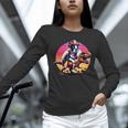 Boston Terrier Wearing A Cowboy Hat On T-Rex Unisex Long Sleeve T-Shirt, novelty gifts, funny gifts