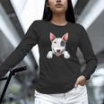 Bull Terrier Pocket Bull Terrier Peeking Out Pocket Unisex Long Sleeve T-Shirt, novelty gifts, funny gifts