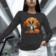 Pumpkin Boston Terrier Costume On Boston Terrier Halloween Unisex Long Sleeve T-Shirt, novelty gifts, funny gifts