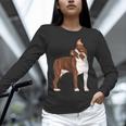 Red Boston Terrier Dog Unisex Long Sleeve T-Shirt, novelty gifts, funny gifts