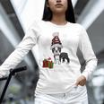 Boston Terrier Christmas T Shirt-Life Is Merrier Premium Tri-Blend Unisex Long Sleeve T-Shirt, novelty gifts, funny gifts