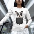 Boston Terrier Dog Puppy Dog In Pocket Cute Pet Lover Unisex Long Sleeve T-Shirt, novelty gifts, funny gifts