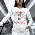 Boston Terrier Dog Santa Hat Men Kids Ugly Christmas Light Unisex Long Sleeve T-Shirt, novelty gifts, funny gifts
