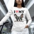 Boston Terrier I Heart My Dog Dog Lover Unisex Long Sleeve T-Shirt, novelty gifts, funny gifts