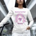 Boston Terrier Mama Cute Rainbow Paw Heart Shape Unisex Long Sleeve T-Shirt, novelty gifts, funny gifts