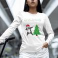 Boston Terrier Santa Hat Dabbing Around The Christmas Tree Unisex Long Sleeve T-Shirt, novelty gifts, funny gifts