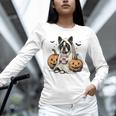Halloween Boston Terrier Ghost Unisex Long Sleeve T-Shirt, novelty gifts, funny gifts