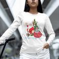 Santa Ugly Christmas Tree Lights Boston Terrier Dog Lover Unisex Long Sleeve T-Shirt, novelty gifts, funny gifts